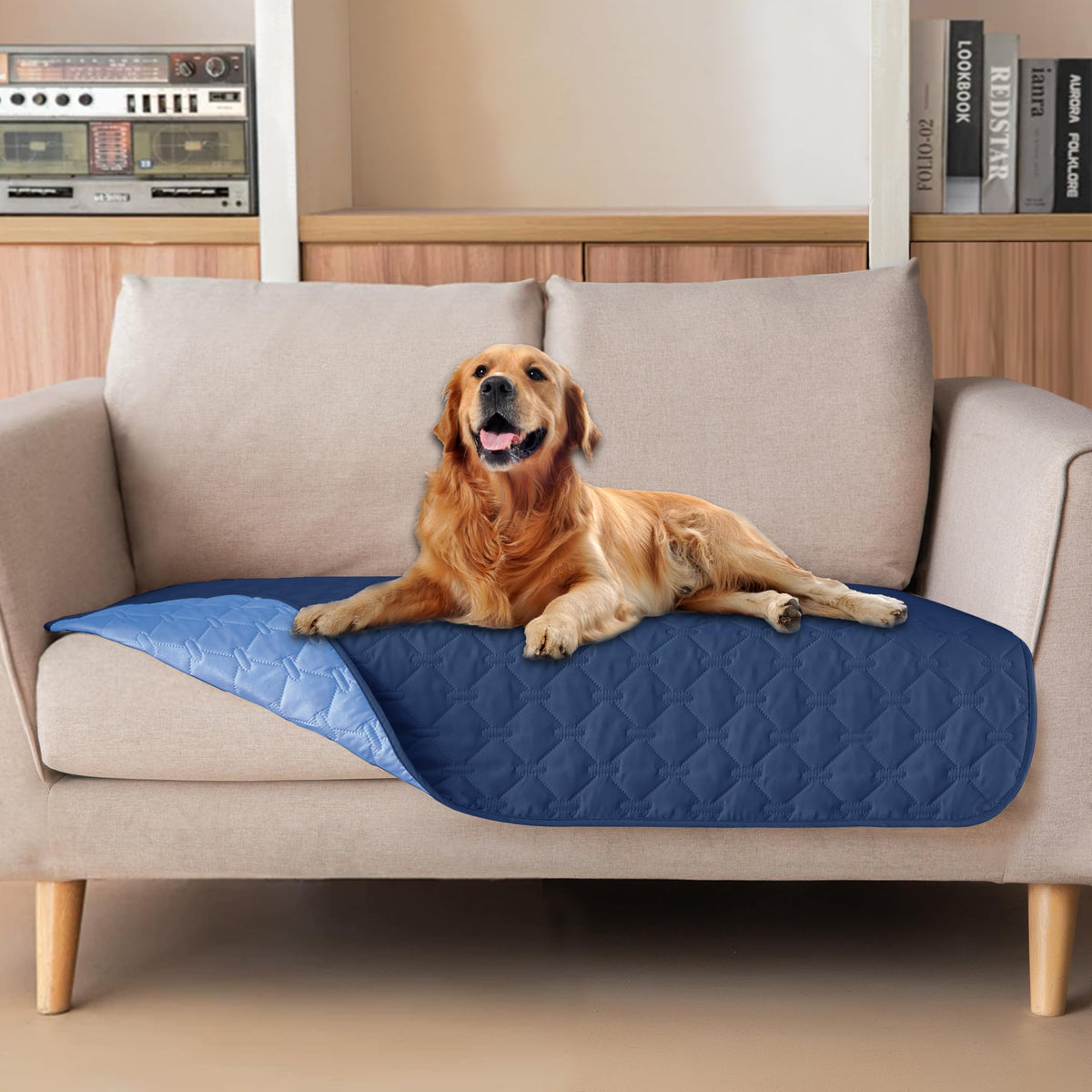gogobunny Waterproof Pet Blanket for Bed, Washable Couch Cover for Dog Cat