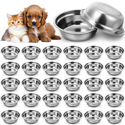 Zhehao 30 Pcs Dog Bowls Stainless Steel Bulk for Pet Puppy Cat, 10 oz