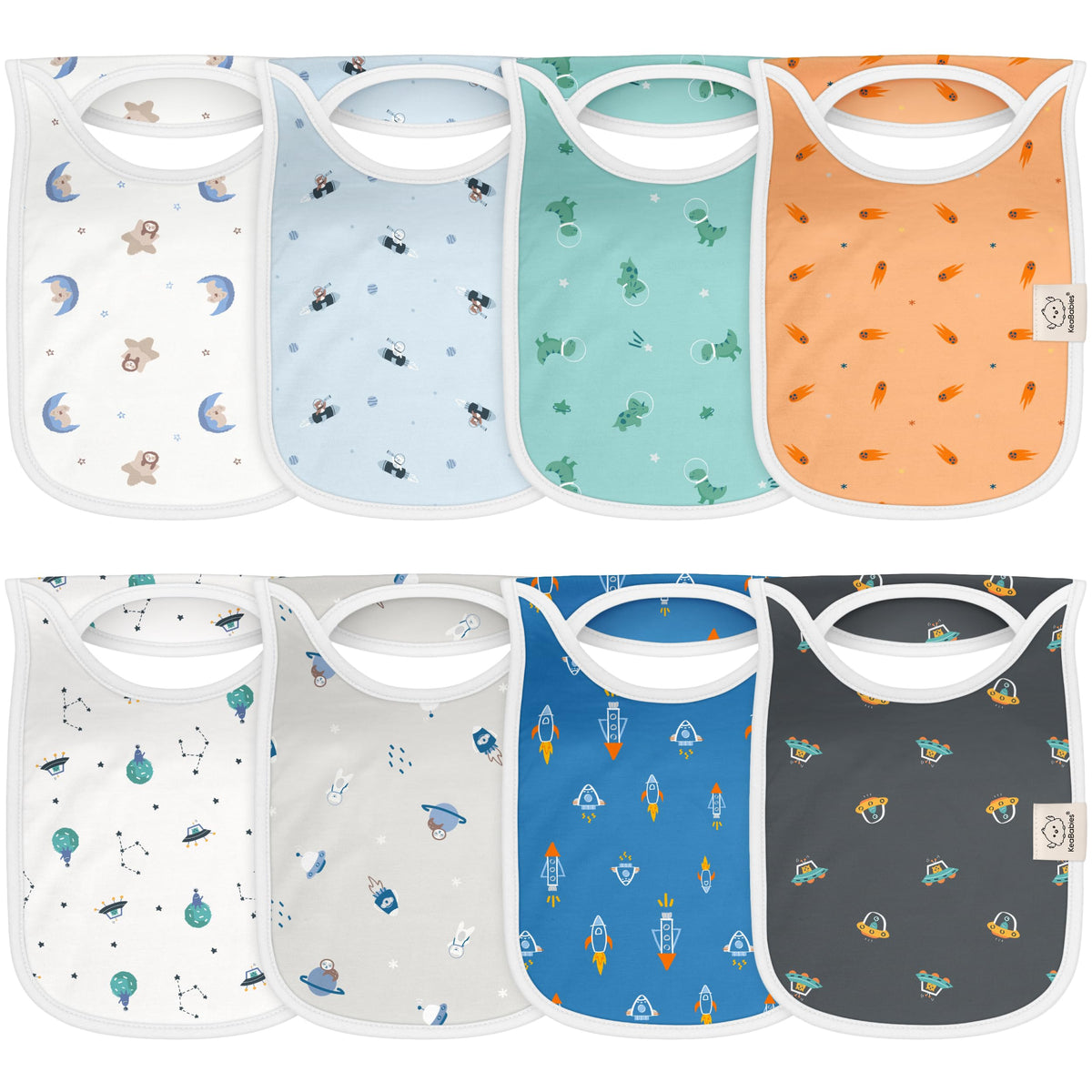 KeaBabies 8-Pack Bibs for Baby Girls, Boys Pullover Baby Bibs 6-36M (Brick)