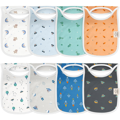 KeaBabies 8-Pack Bibs for Baby Girls, Boys Pullover Baby Bibs 6-36M (Brick)