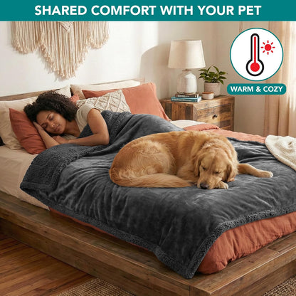 PetAmi Waterproof Dog Blanket for Large Dog Cat Pet, 60x80, Grey Sherpa