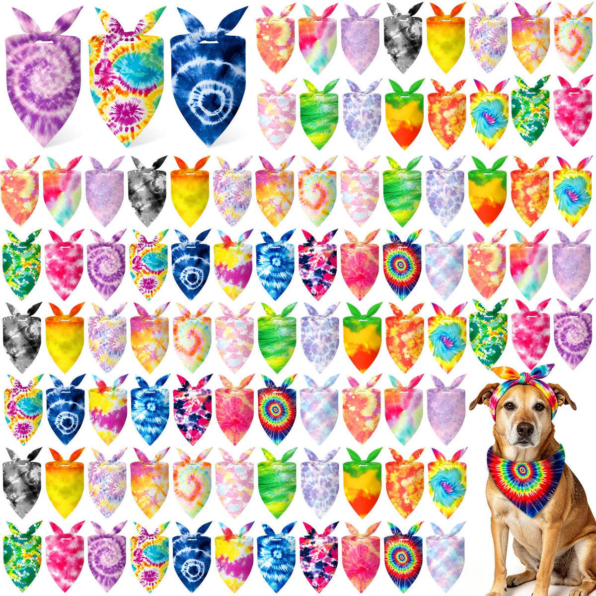 Abbylike 100 Pcs Summer Hawaiian Dog Bandanas Bulk, Tropical Fruits
