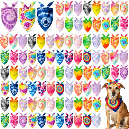 Abbylike 100 Pcs Halloween Dog Bandanas Bulk Cute Dog Paw Prints Pattern