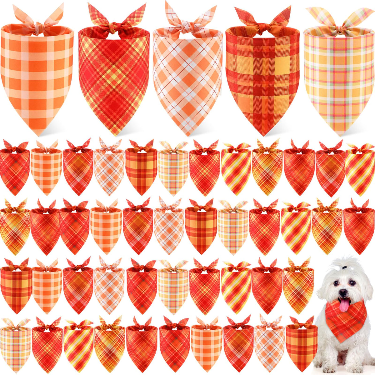 Weewooday 50 Pcs Fall Dog Bandanas Bulk for Autumn Pet Soft Bibs Adjustable Squirrel Fox Hedgehog Kerchief Bandana for Small Medium Large Grooming Accessories (Fall Animals, 25.6 x 17.7 x 17.7 Inch)