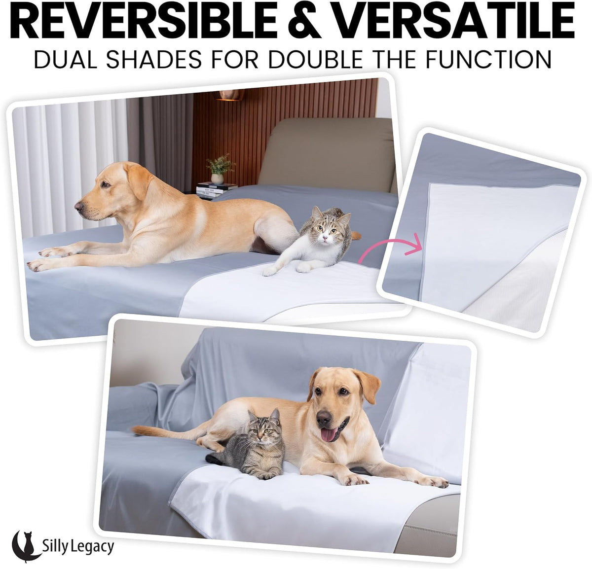 Thin Reversible Waterproof Protective Bed Cover (King Size, 100 x 96 inch), for Pets, Babies; Incontinence, Dirt, Drool