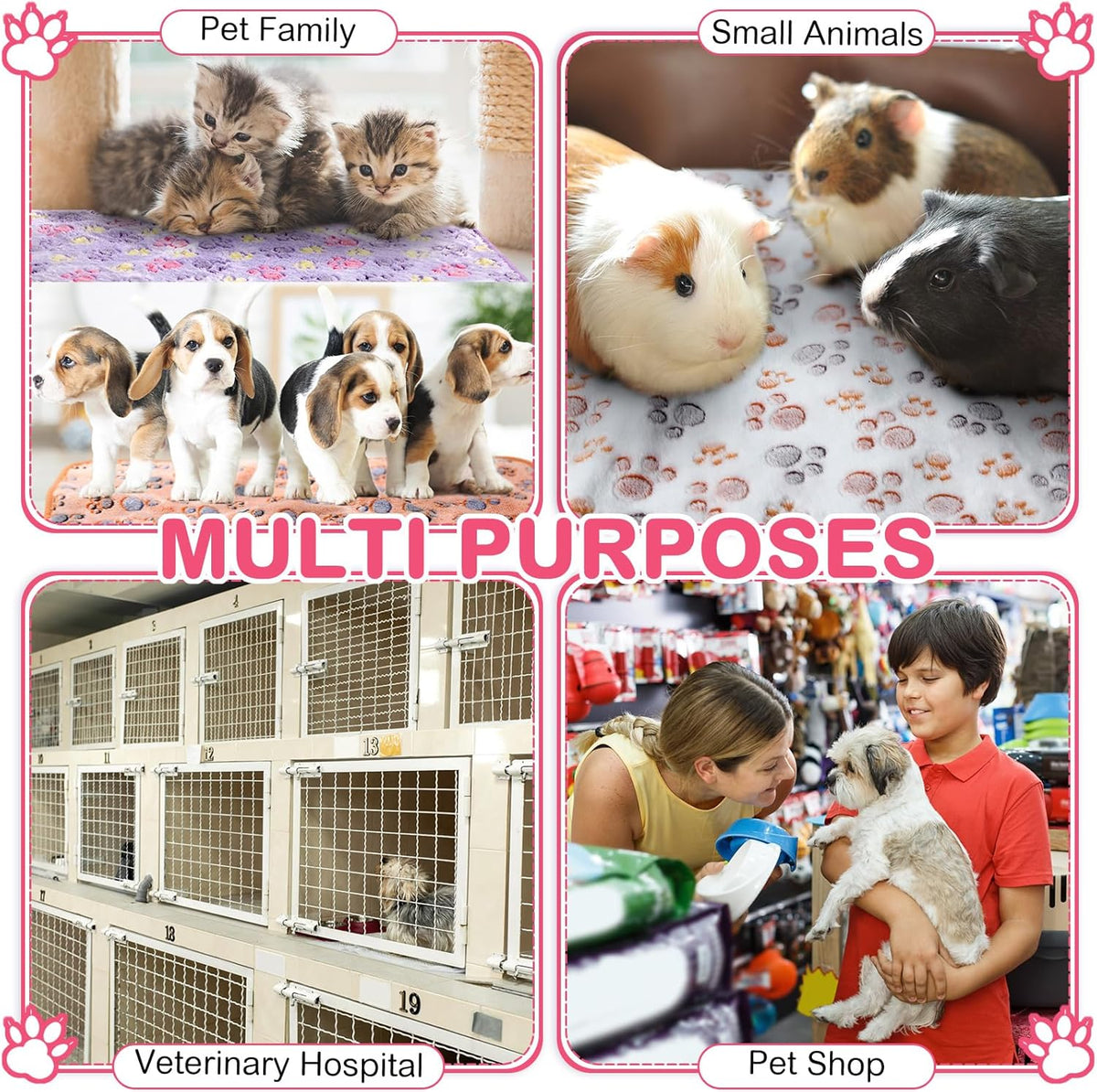 Newwiee 20 Pcs Waterproof Small Pet Fleece Blanket Bulk Washable Small Animal Cage Bedding Guinea Pig Puppy Dog Cat Pee Pad Liner Accessories(Assorted,18 x 13 Inch)