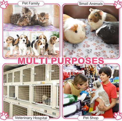 Newwiee 20 Pcs Waterproof Small Pet Fleece Blanket Bulk Washable Small Animal Cage Bedding Guinea Pig Puppy Dog Cat Pee Pad Liner Accessories(Assorted,18 x 13 Inch)