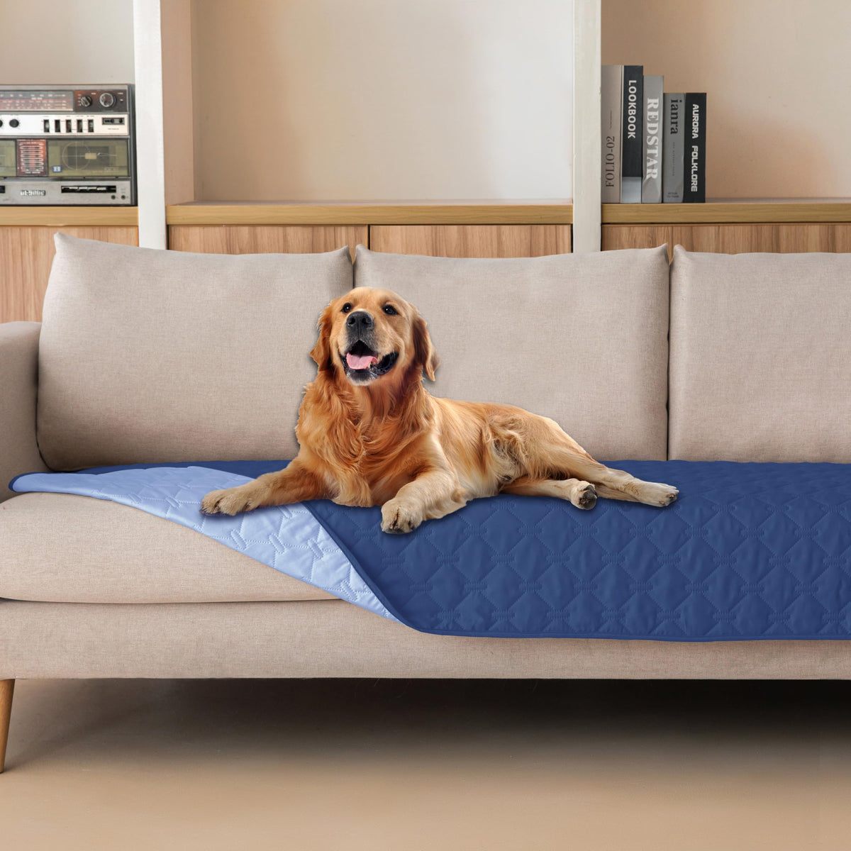gogobunny Waterproof Pet Blanket for Bed, Washable Couch Cover for Dog Cat