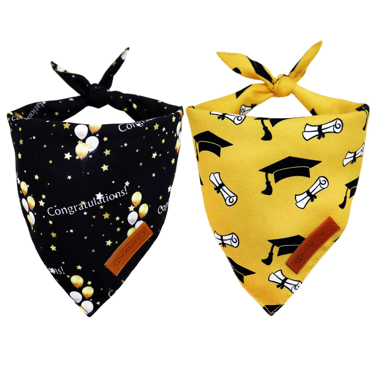 Realeaf Fall Dog Bandanas 2 Pack, Orange Plaid Pet Scarf for Boy and Girl, Premium Durable Fabric, Holiday Halloween Thanksgiving Bandana for Large and Extra Large Dogs (X-Large)