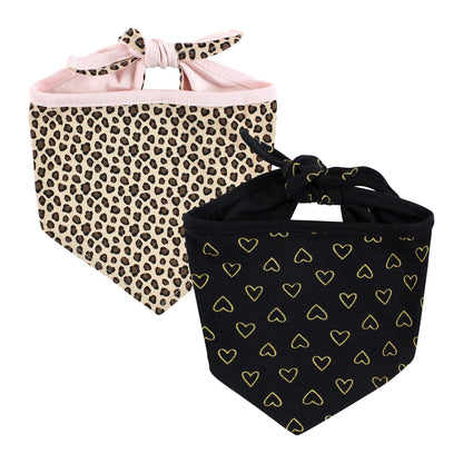 Luvable Friends Dog Reversible Pet Dog and Cat Bandana Bibs 2pk, Houndstooth Hearts, One Size
