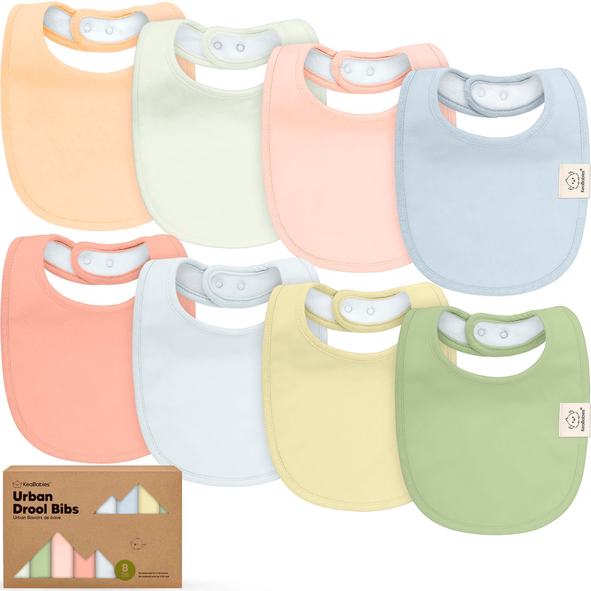 KeaBabies 8-Pack Organic Baby Bibs for Drooling and Teething (Pets & Paws)