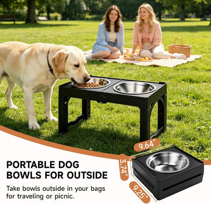 Black Elevated Dog Bowls Large Raised Dogs Bowl Stand Large/Medium Dogs