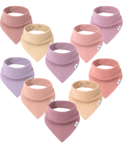 Diaper Squad 10-Pack Organic Cotton Baby Bibs for Baby Boy, Girl