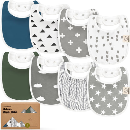 KeaBabies 8-Pack Organic Baby Bibs for Drooling and Teething (Pets & Paws)