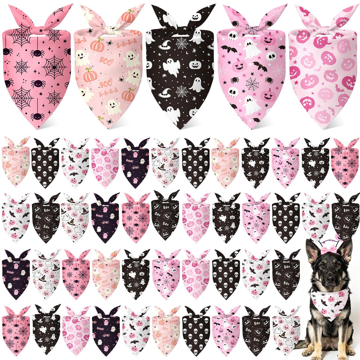 Weewooday 50 Pcs Fall Dog Bandanas Bulk for Autumn Pet Soft Bibs Adjustable Squirrel Fox Hedgehog Kerchief Bandana for Small Medium Large Grooming Accessories (Fall Animals, 25.6 x 17.7 x 17.7 Inch)