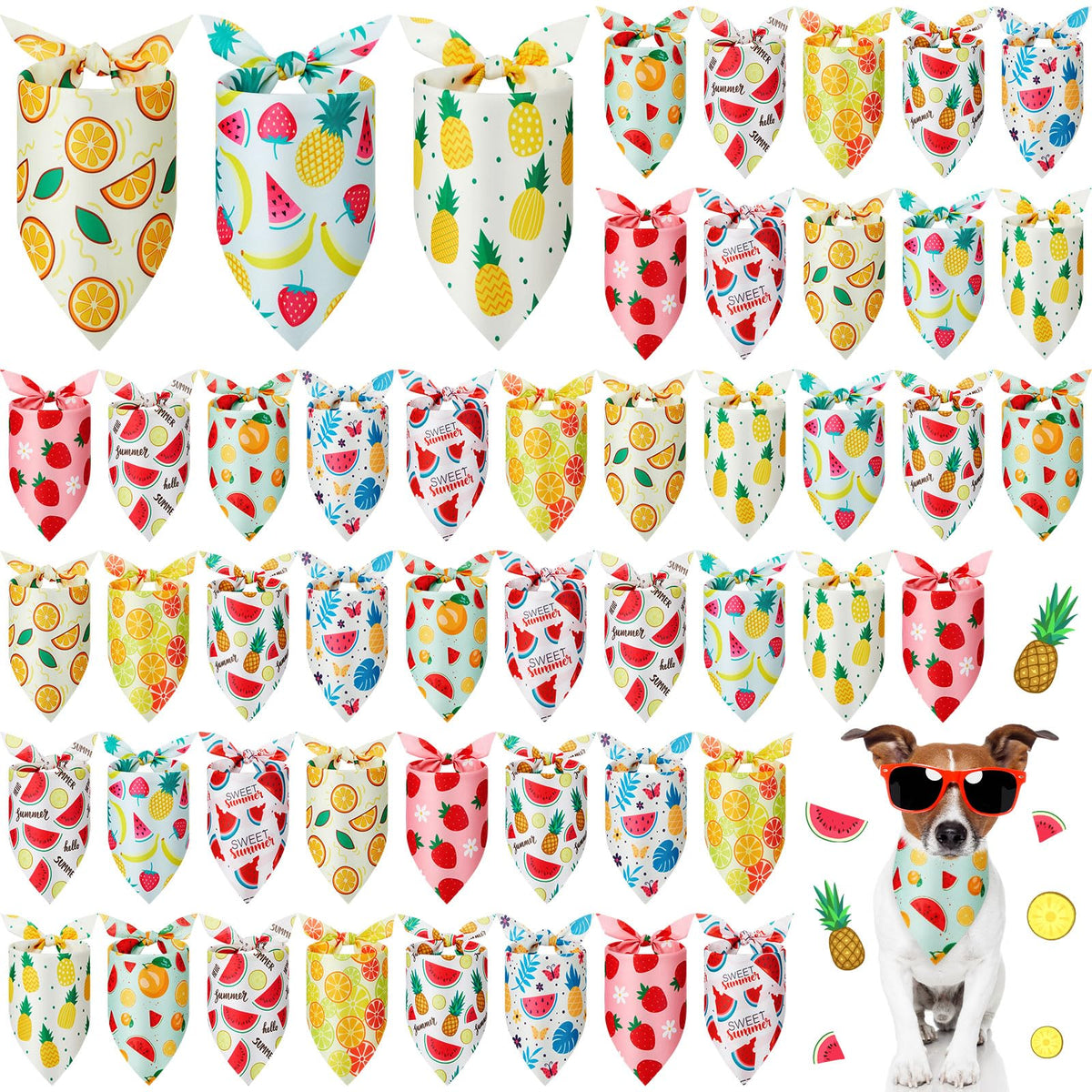 Weewooday 50 Pcs Fall Dog Bandanas Bulk for Autumn Pet Soft Bibs Adjustable Squirrel Fox Hedgehog Kerchief Bandana for Small Medium Large Grooming Accessories (Fall Animals, 25.6 x 17.7 x 17.7 Inch)
