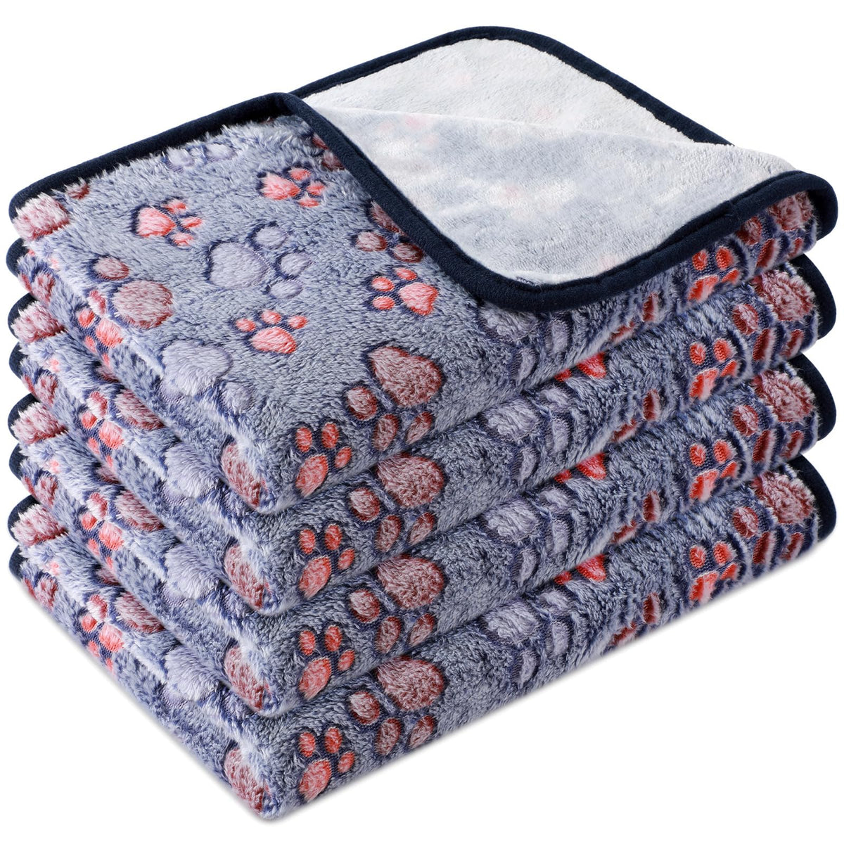 Tatuo 4 Pcs Fleece Dog Blankets for Puppy Cat, Mixed, 24 x 16 in, Paw