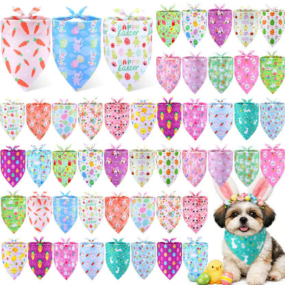 Preboun 50 Pcs Fall Dog Bandanas Bulk, Autumn Pumpkin Maple Leaves Pattern