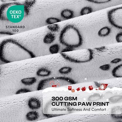 Luciphia Fluffy Paw Print Dog Blanket Large/Medium/Small, Soft Fleece Throw