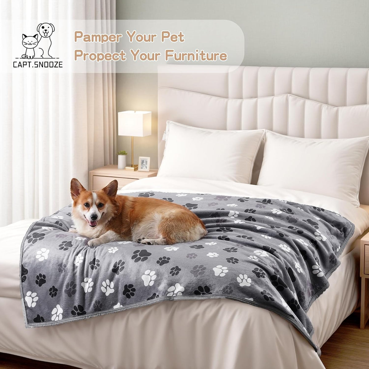 Waterproof Dog Blankets for Large Dogs 50"x60" Dark Grey