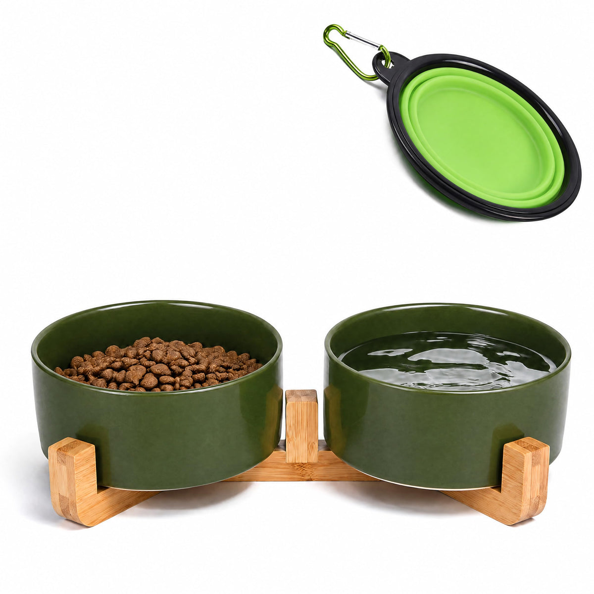 Petygooing Ceramic Dog Cat Bowls Set with Stand,Black Pet Food and Water Bowl,Small Dog Bowls Cute Modern Anti Slip Set of 2 Pet Feeder Small Size Pet Dish(13.5OZ/5.1 in)