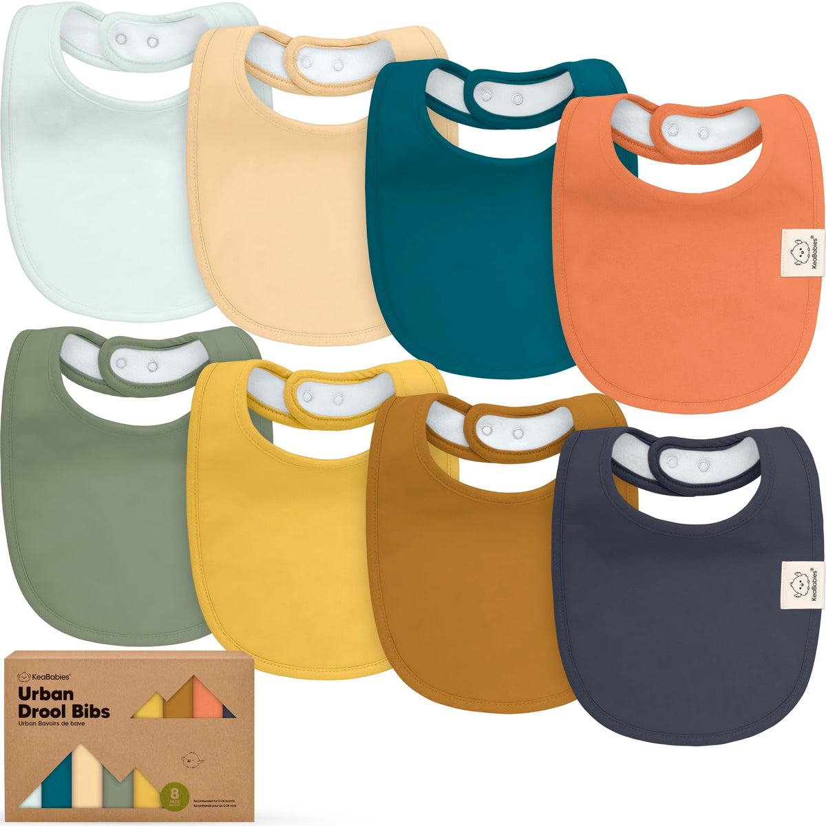 KeaBabies 8-Pack Organic Baby Bibs for Drooling and Teething (Pets & Paws)