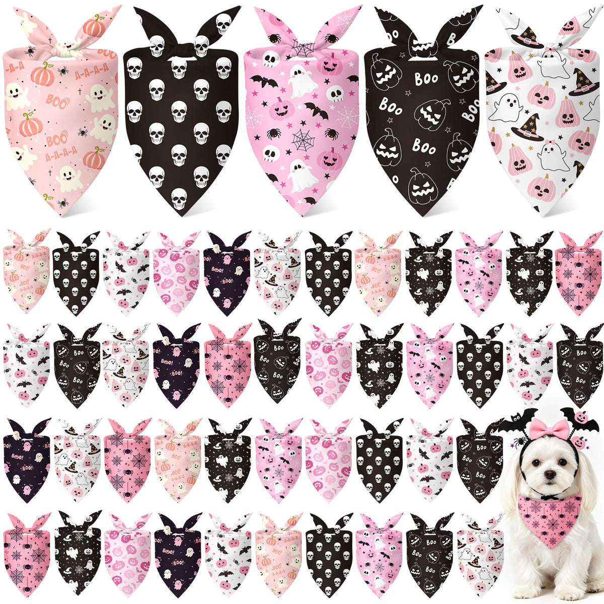 Weewooday 50 Pcs Fall Dog Bandanas Bulk for Autumn Pet Soft Bibs Adjustable Squirrel Fox Hedgehog Kerchief Bandana for Small Medium Large Grooming Accessories (Fall Animals, 25.6 x 17.7 x 17.7 Inch)