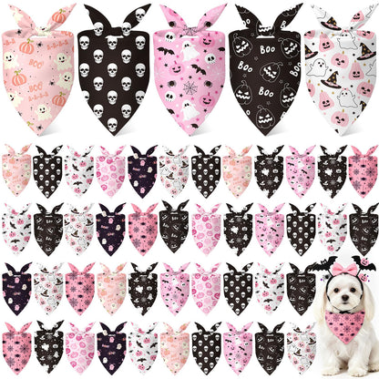 Weewooday 50 Pcs Fall Dog Bandanas Bulk for Autumn Pet Soft Bibs Adjustable Squirrel Fox Hedgehog Kerchief Bandana for Small Medium Large Grooming Accessories (Fall Animals, 25.6 x 17.7 x 17.7 Inch)