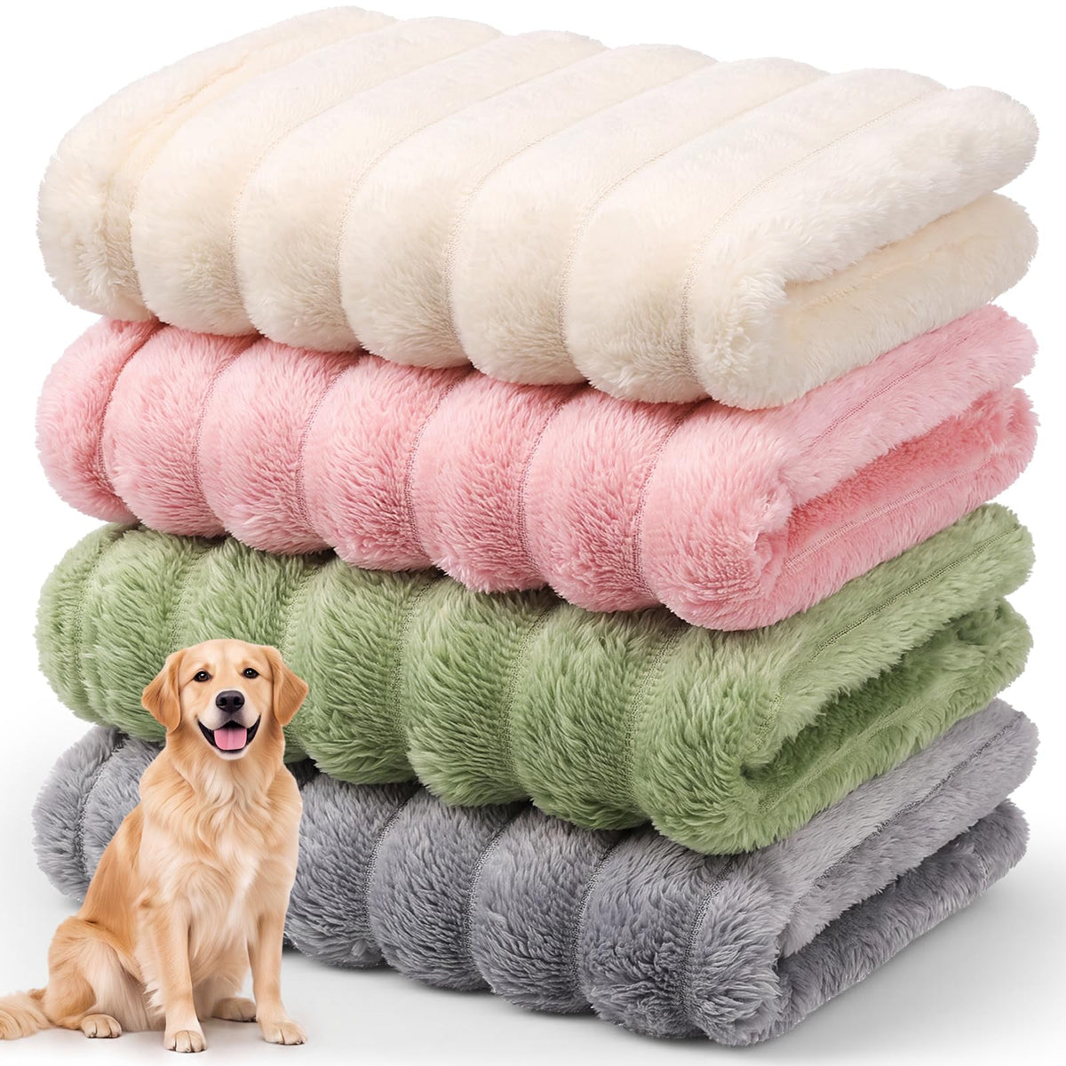 Irenare 4 Pack Fleece Pet Blanket for Small Dog Cat Cage Pad, 16 x 23 Inch