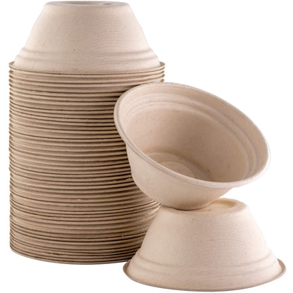Vet-Grade Biodegradable Disposable Tan Kraft Pet Bowls Bulk 100 Pk 8 Oz/1 Cup. Non-Toxic Food and Water Dishes for Puppies, Small Dogs or Cats. Sturdy and Leakproof for Healthy Pets!