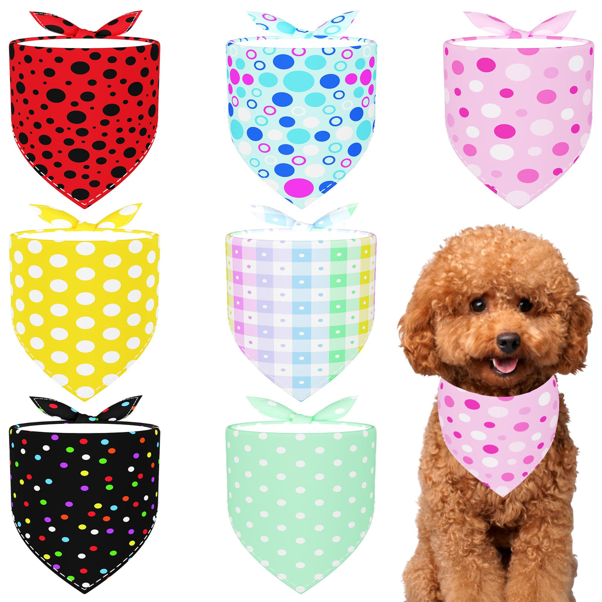 Paisley Dog Bandanas Bulk for Medium Dogs Sewn Edge 7 Pack M