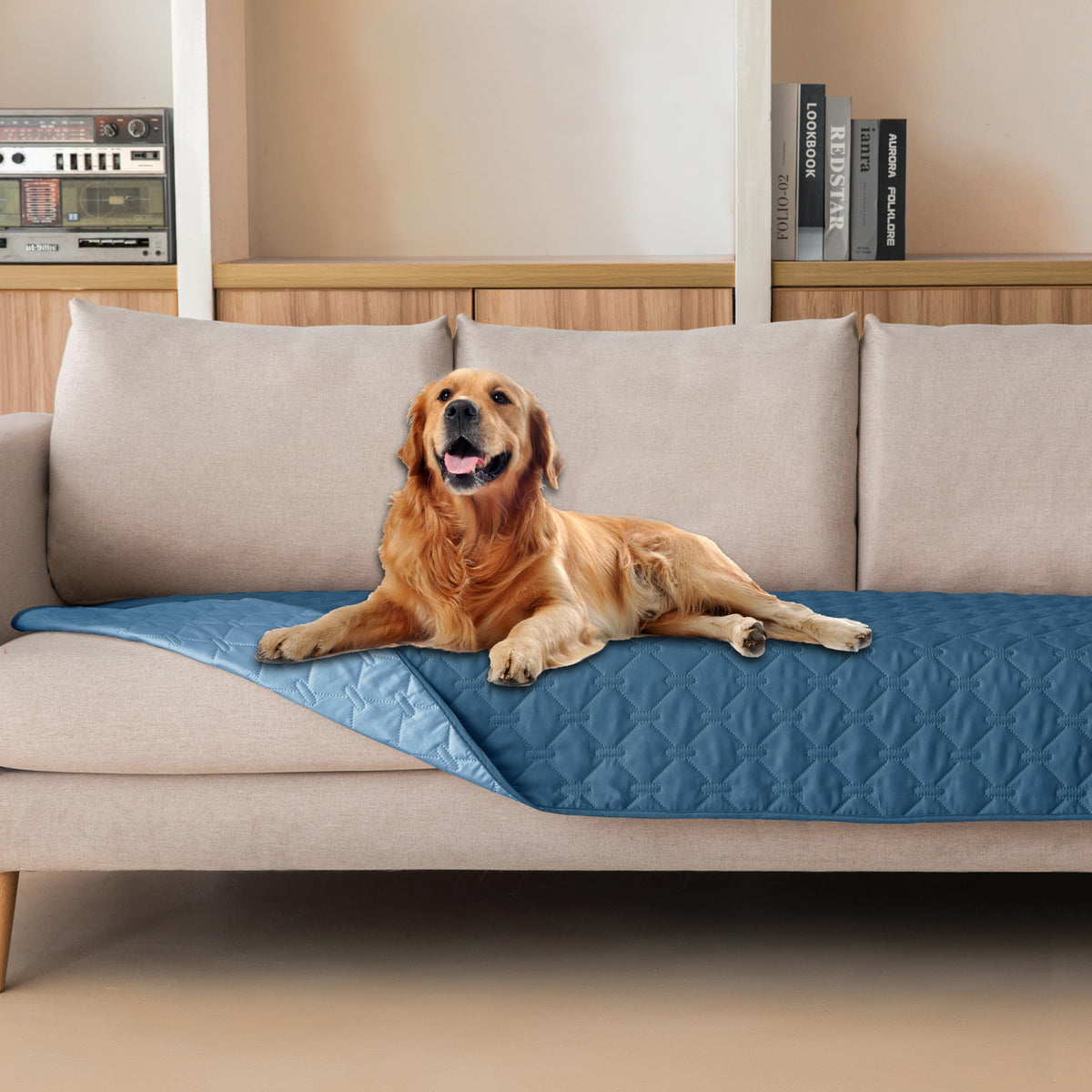 gogobunny Waterproof Pet Blanket for Bed, Washable Couch Cover for Dog Cat