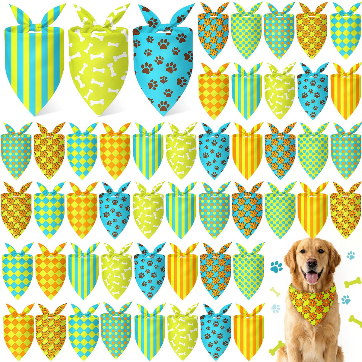 Weewooday 50 Pcs Fall Dog Bandanas Bulk for Autumn Pet Soft Bibs Adjustable Squirrel Fox Hedgehog Kerchief Bandana for Small Medium Large Grooming Accessories (Fall Animals, 25.6 x 17.7 x 17.7 Inch)