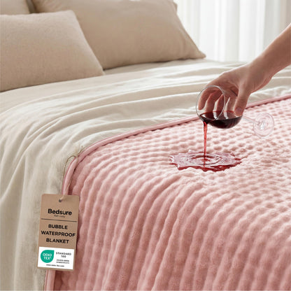 Bedsure Soft Bubble Waterproof Blanket for Couch Black/Grey 50"x60"