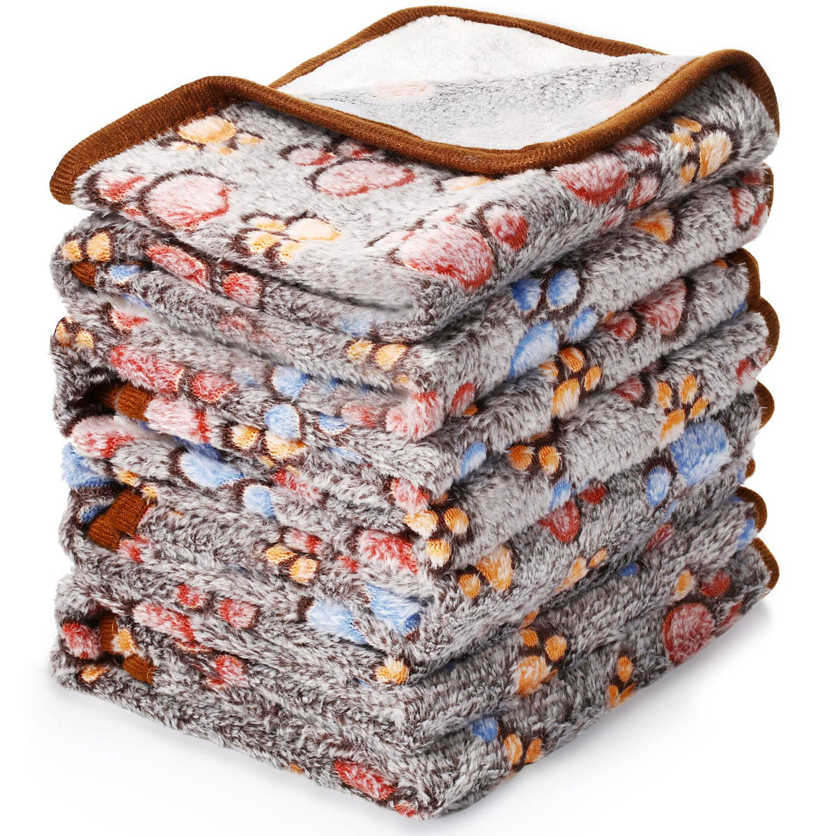 Tatuo 4 Pcs Fleece Dog Blankets for Puppy Cat, Mixed, 24 x 16 in, Paw