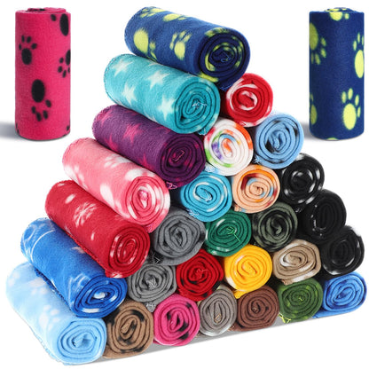 Chumia 28 Pcs Puppy Blanket Bulk Fleece Dog Blanket, 24x28 Inch, 28 Styles