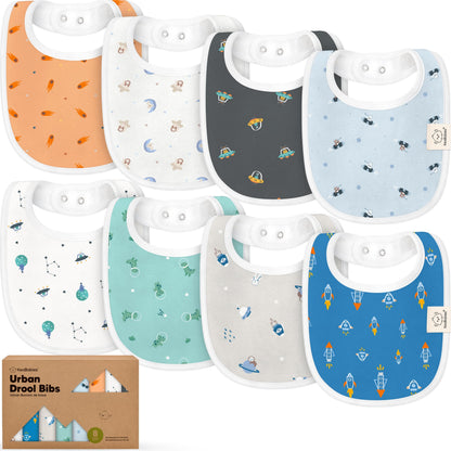 KeaBabies 8-Pack Organic Baby Bibs for Drooling and Teething (Pets & Paws)