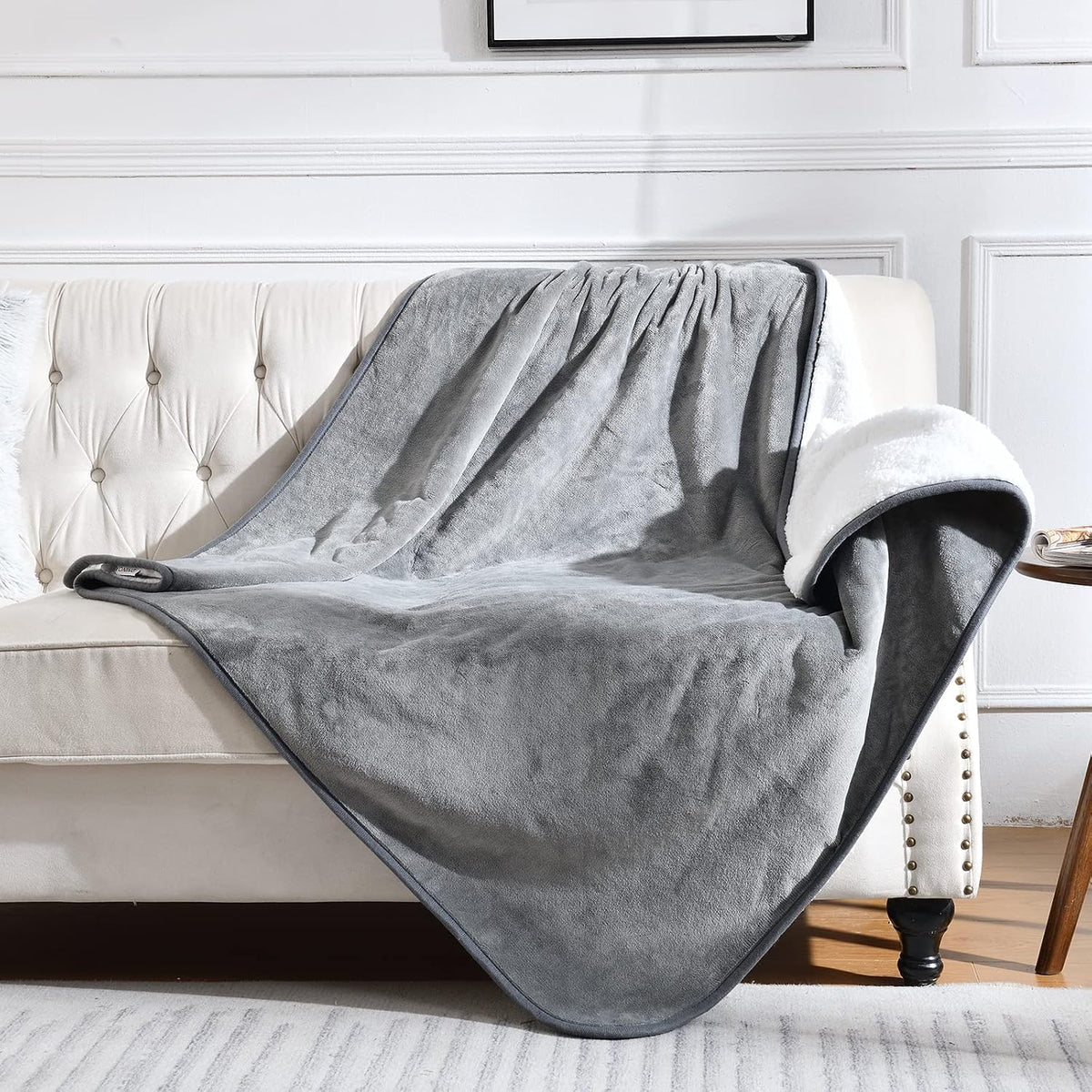 Soft Waterproof Blanket for Bed Couch Sofa, Grey, 50x60 inches