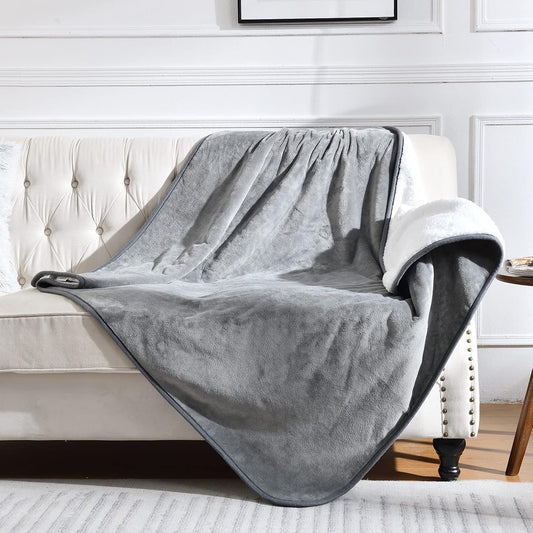 Soft Waterproof Blanket for Bed Couch Sofa, Grey, 50x60 inches