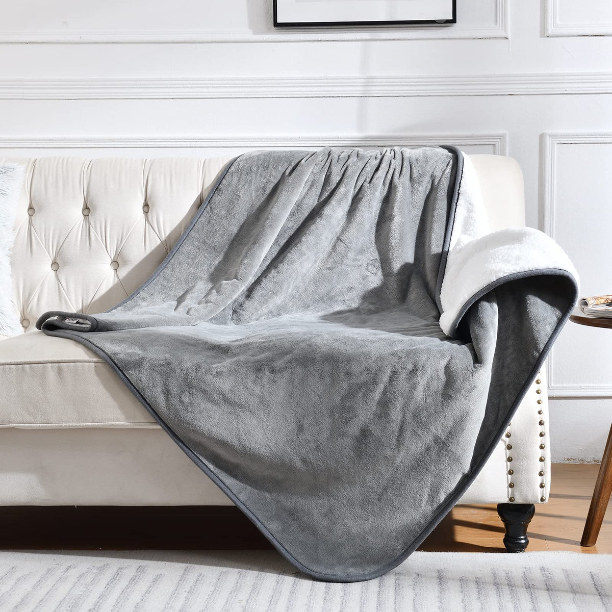 Soft Waterproof Blanket for Bed Couch Sofa, Grey, 50x60 inches