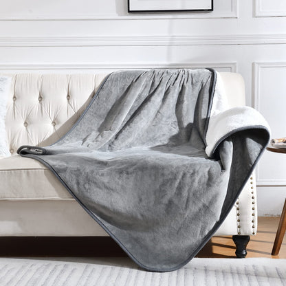 Soft Waterproof Blanket for Bed Couch Sofa, Grey, 50x60 inches