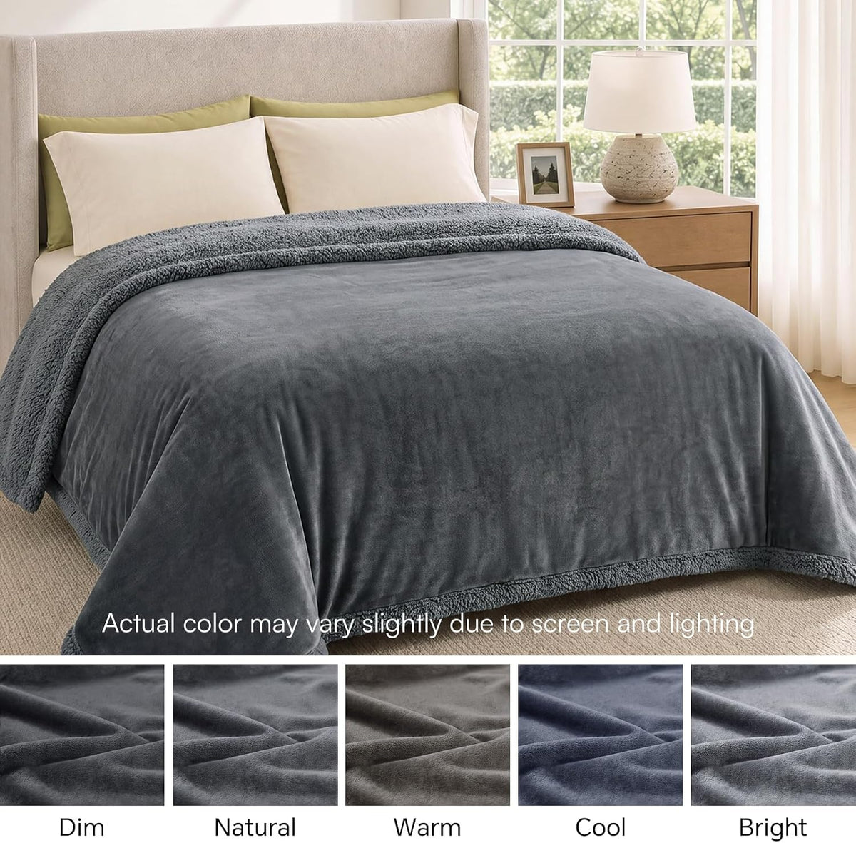 Waterproof Pet Blanket, Liquid Pee Proof Dog Blanket for Sofa Bed Couch, Reversible Sherpa Fleece Furniture Protector Cover for Small Medium Large Dogs Cats, Dark Gray Small（40" x 28"）