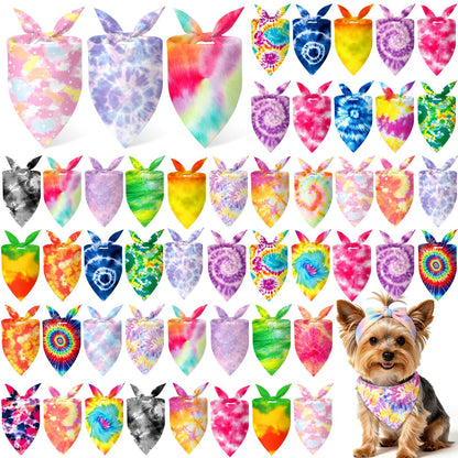 Abbylike 50 Pcs Halloween Dog Bandanas Bulk, Pumpkin Ghost Bat Skull
