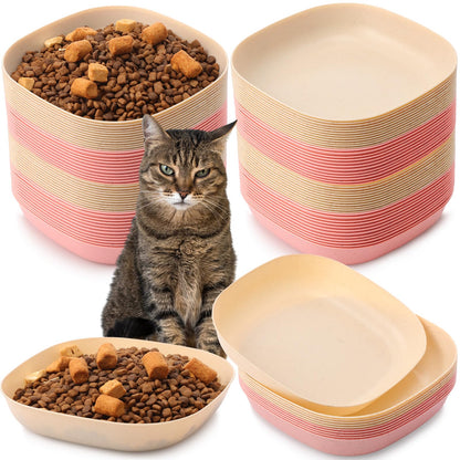 Tioncy 24 Pcs Cat Food Bowls Shallow, Blue, Green, Pink, Beige, Classic