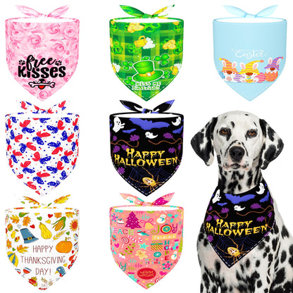 Paisley Dog Bandanas Bulk for Medium Dogs Sewn Edge 7 Pack M