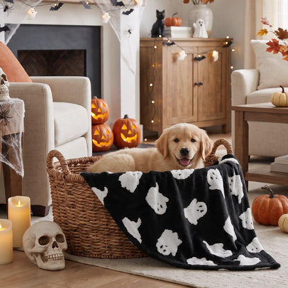 Horaldaily Black Ghost Shape 3D Textured Pets Blanket 30x40