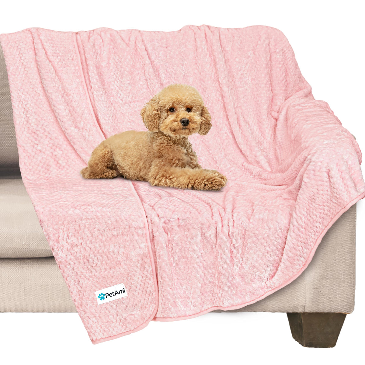 PetAmi Waterproof Dog Blanket, Leakproof Pet Throw, Twin 60x80 Taupe Beige