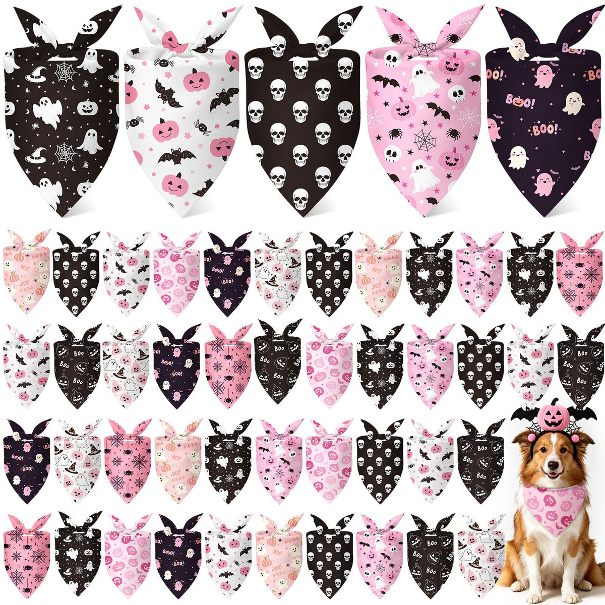 Weewooday 50 Pcs Fall Dog Bandanas Bulk for Autumn Pet Soft Bibs Adjustable Squirrel Fox Hedgehog Kerchief Bandana for Small Medium Large Grooming Accessories (Fall Animals, 25.6 x 17.7 x 17.7 Inch)