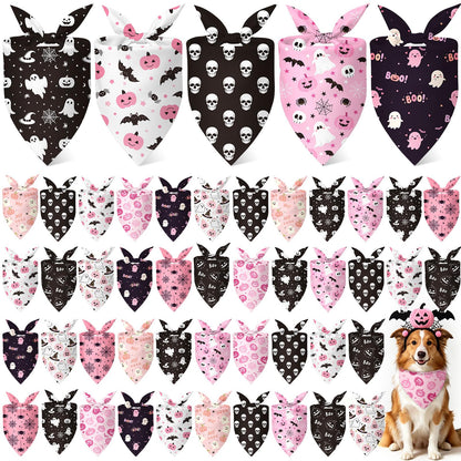 Weewooday 50 Pcs Fall Dog Bandanas Bulk for Autumn Pet Soft Bibs Adjustable Squirrel Fox Hedgehog Kerchief Bandana for Small Medium Large Grooming Accessories (Fall Animals, 25.6 x 17.7 x 17.7 Inch)