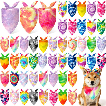 Abbylike 50 Pcs Halloween Dog Bandanas Bulk, Pumpkin Ghost Bat Skull
